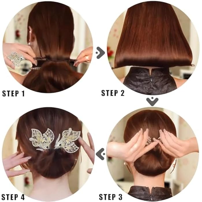fashion mania Mini Hair Elastics for Women's Hair Rhinestone Flower Hair Clip Bun Hair Twister Lazy Hair Curler Rubber Hair Ties (Black) - Image 2
